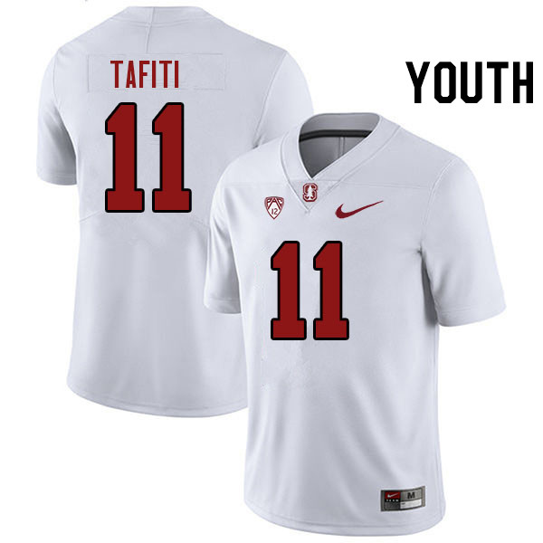 Youth #11 Tevarua Tafiti Stanford Cardinal College Football Jerseys Stitched Sale-White - Click Image to Close